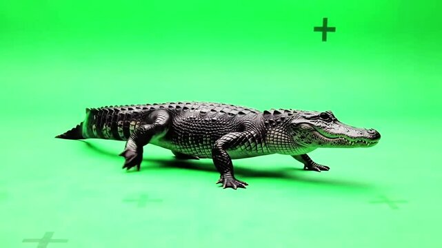 alligator waking on green screen stock footage HD quality
