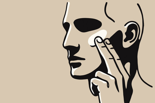 Illustration of a male applying skincare cream to his face