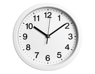 Classic White Circular Wall Clock, Transparent Background
