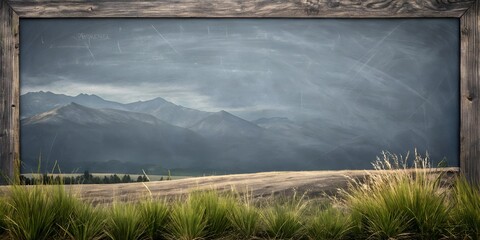 Nature's Symphony Fields Mountains Underneath Moody Grey Blue Skies