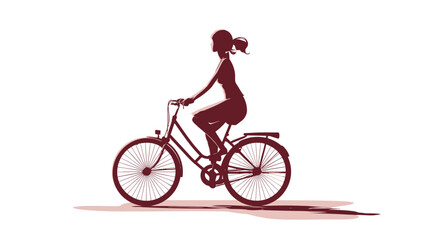 Obraz premium Woman riding bicycle illustration simple silhouette vector isolated on white background - 