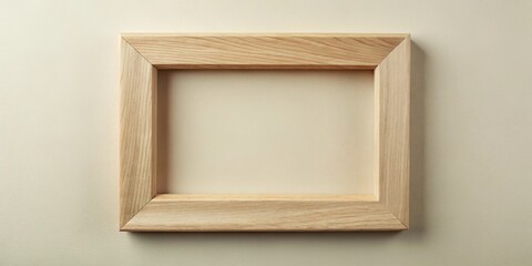 Fototapeta premium A simple, light-colored wooden frame rests against a neutral backdrop, offering a minimalist yet elegant design element for various creative projects.