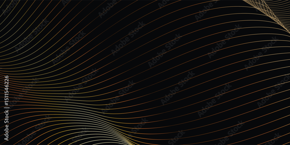 Aufkleber abstract wave lines in copper and silver on black background. a dynamic abstract design featuring nu