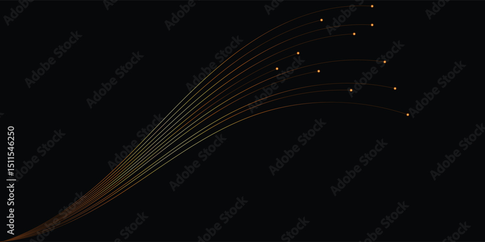 Poster abstract golden lines on black background for design. this elegant image features a dynamic arrangem