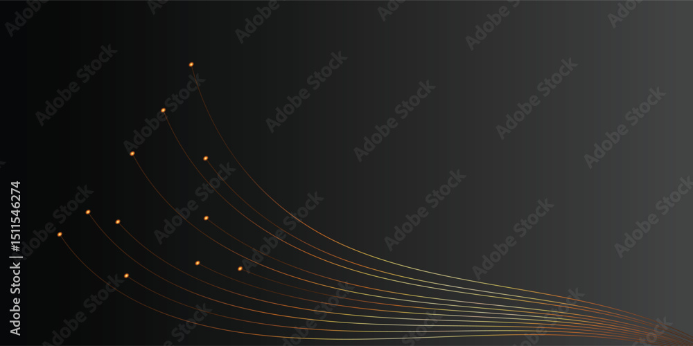 Poster abstract golden lines on black background for design. this elegant image features a dynamic arrangem