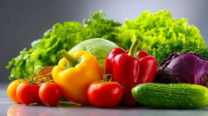 Fresh colorful vegetables on table, healthy ingredients assortment