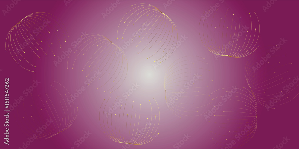 Aufkleber abstract gold lines on a purple gradient background. a dynamic abstract design featuring gold lines 