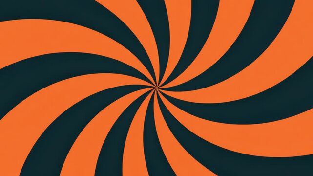 Bold Orange And Black Spiral Twirl Background With Clean Rotating Motion Perfect For Design, Animation, Or Visual Projects