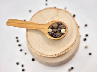 Little pile of pepper seeds for spicy taste.