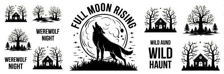 SILHOUETTE HALLOWEEN, halloween silhouette bundle, halloween bundle, halloween, pumpkin, vector, cat, icon, set, ghost, bat, holiday, illustration, witch, cartoon, autumn, design, spider, silhouette, 