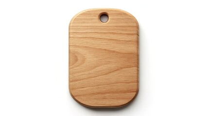 Fototapeta premium A Smooth, Light Brown Wooden Cutting Board with a Hanging Hole, Ideal for Culinary Preparation and Presentation