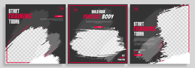 story fitness training social media template. social banner for promotion your product