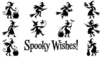 SILHOUETTE HALLOWEEN, halloween silhouette bundle, halloween bundle, halloween, pumpkin, vector, cat, icon, set, ghost, bat, holiday, illustration, witch, cartoon, autumn, design, spider, silhouette, 