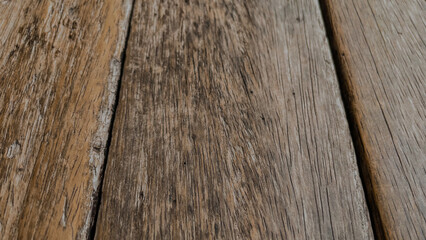 Close-Up of Aged Wooden Planks. Detailed close-up view of old, weathered wooden planks with visible...