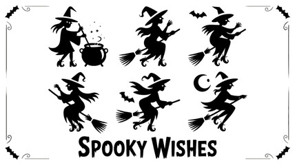 SILHOUETTE HALLOWEEN, halloween silhouette bundle, halloween bundle, halloween, pumpkin, vector, cat, icon, set, ghost, bat, holiday, illustration, witch, cartoon, autumn, design, spider, silhouette, 