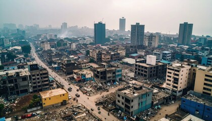 Obraz premium Tragic Ruins of Lagos: A Portrait of Economic Struggles in Nigeria