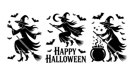 SILHOUETTE HALLOWEEN, halloween silhouette bundle, halloween bundle, halloween, pumpkin, vector, cat, icon, set, ghost, bat, holiday, illustration, witch, cartoon, autumn, design, spider, silhouette, 