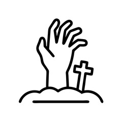 Obraz premium Hand emerging from grave, icon style, for Halloween designs
