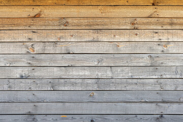 Obraz premium A close-up of a rustic wooden plank wall showcasing grain patterns