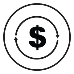 Recurring Payment Icon,  Dollar Sign with Circular Arrows