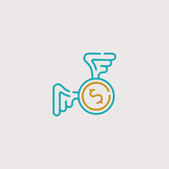 Financial Independence coin icon logo flat vector design