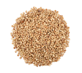 top view flat lay pile of coarse grind red sorghum grain cutout