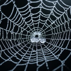 Naklejka premium spider web with dew drops