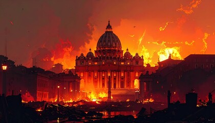 Fototapeta premium Tragic Ruins of Vatican City in a Time of Spiritual Crisis