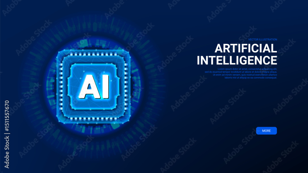Poster artificial intelligence chip concept. semiconductor technology concept. modern vector illustration o