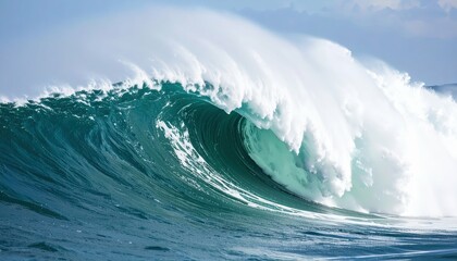 Majestic Tsunami Wave Crashing with Immense Force and Dynamic Energy