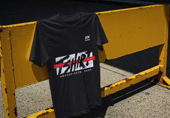 Black Cotton T-shirt Mockup
