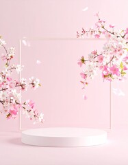 Cosmetic product promotion stand mock up banner, Graphic Resources for 3d Rendering Mockup background.	
