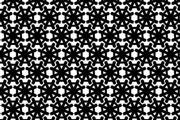 black and white circles form letter A seamless patterns