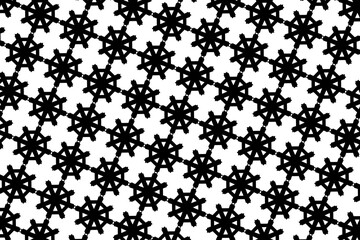 black and white circles and rectangle form letter A seamless pattern
