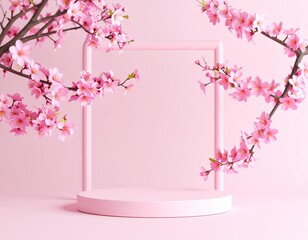 Cosmetic product promotion stand mock up banner, Graphic Resources for 3d Rendering Mockup background.	
