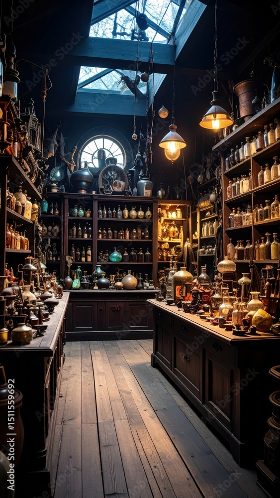 Poster mysterious antique store filled with creepy cursed objects