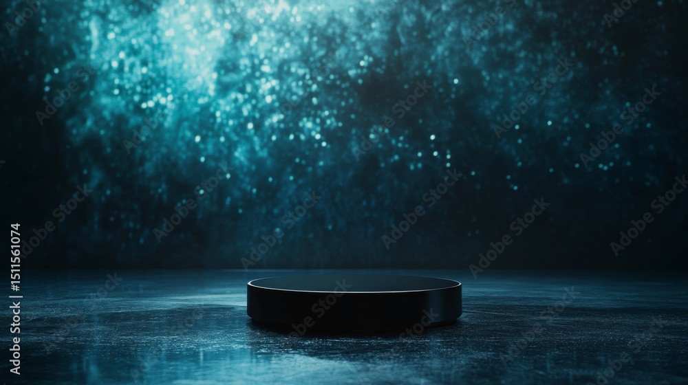 Poster futuristic abstract technology background with glowing digital pedestal platform, sci-fi environment