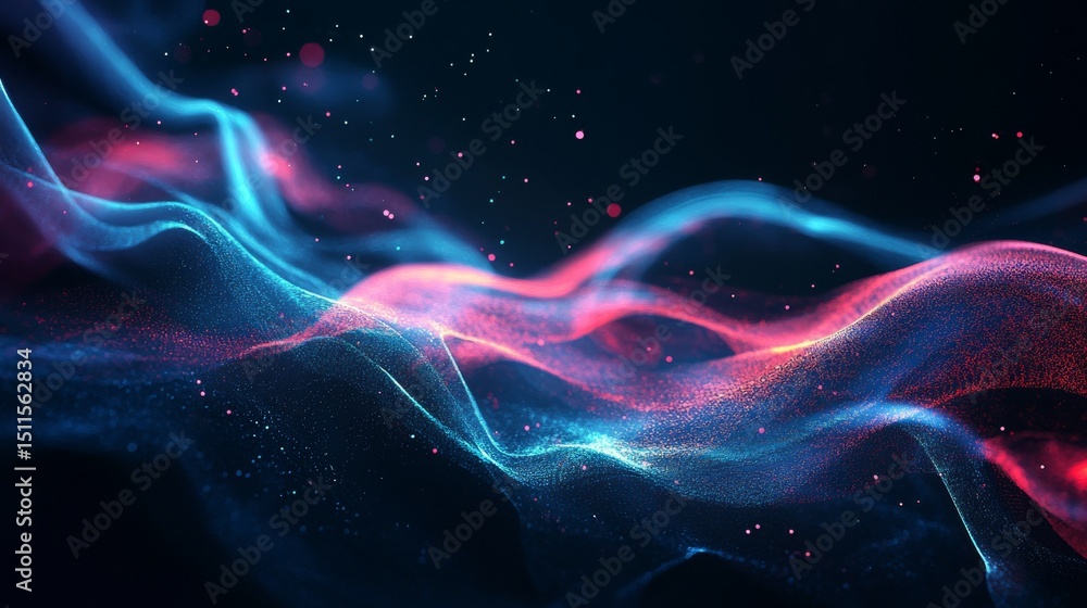 Poster abstract futuristic digital background with glowing blue lines and geometric shapes, modern technolo