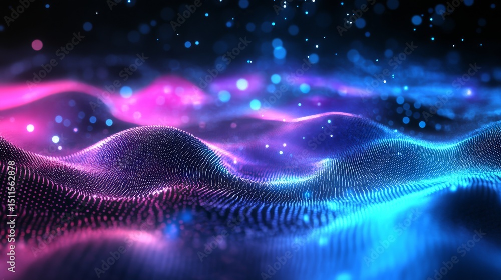 Poster abstract futuristic digital background with glowing blue lines and geometric shapes, modern technolo