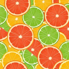 Ultra HD Fruit Vector Pattern &mdash; Juicy Citrus Slices with Bright Colors and Refreshing Summer Vibes