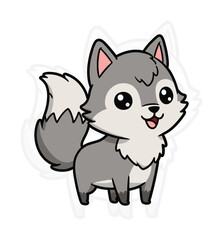 Cute Wolf Mascot Vector Illustration, Happy Cartoon Animal Graphic