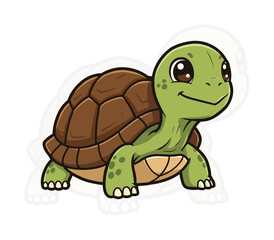 Cute Turtle Mascot Vector Illustration, Happy Cartoon Animal Graphic