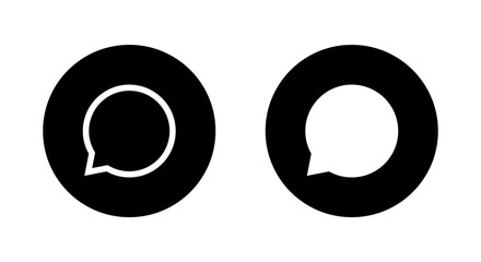Speech bubble icon on black circle. Chat, speak sign symbol