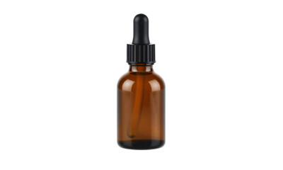 Fototapeta premium Round essential oil bottle small size amber glass dropper cap isolated on transparent background Generative AI