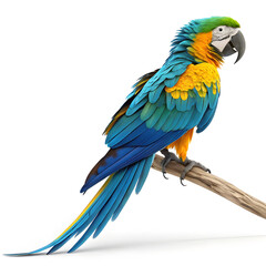 Fototapeta premium A 3D rendered full body macaw with exaggerated bright feathers.