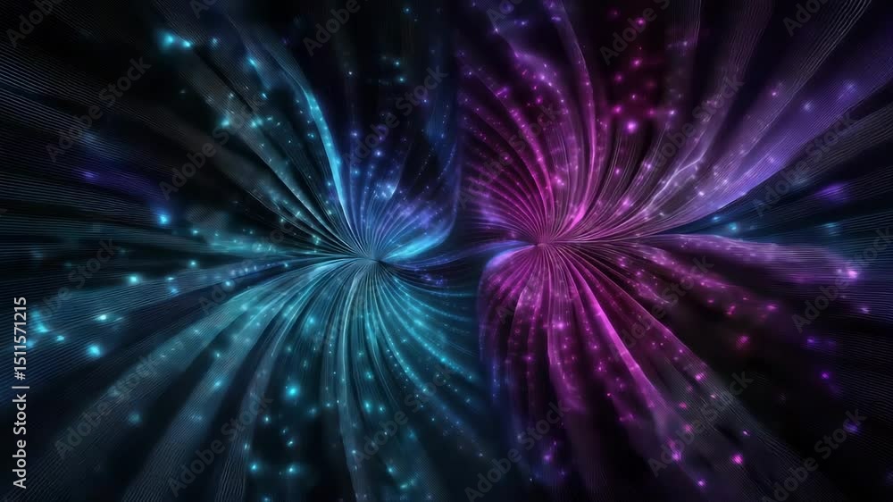 Aufkleber luminous deep repetitive abstract colorful light waves with sparkling particles and motion