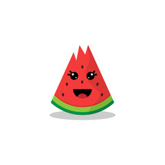 Cute smiling watermelon on the white background. Cartoon watermelon Illustration.