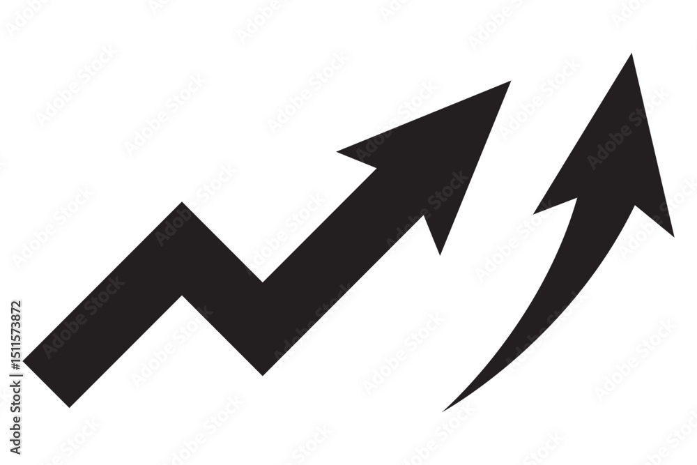 Poster graph arising icon set, growth graph icon set vector eps 10