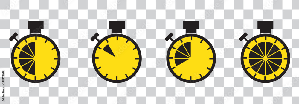 Poster timer vector icon set. time measurement tools collection.