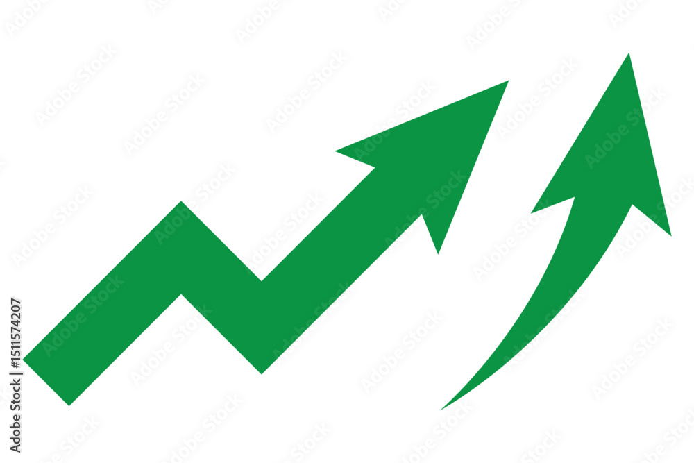 Poster graph arising icon set, growth graph icon set vector eps 10